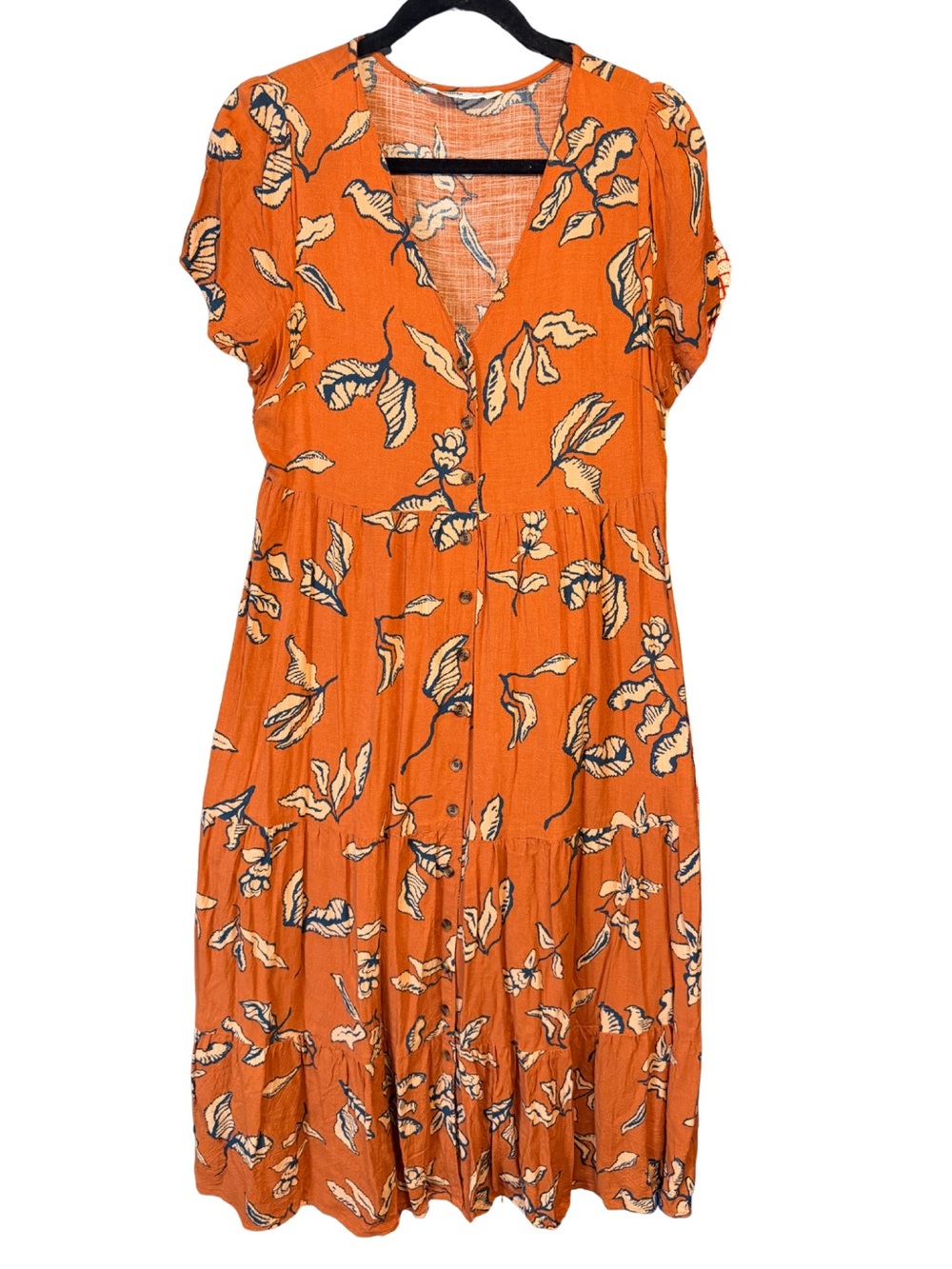 Sonoma | Floral Button-Front Midi Dress | VNeck Pockets | Rust | 47" Long | Boho - Picture 2 of 10